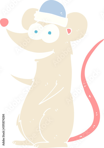 flat color illustration of happy mouse