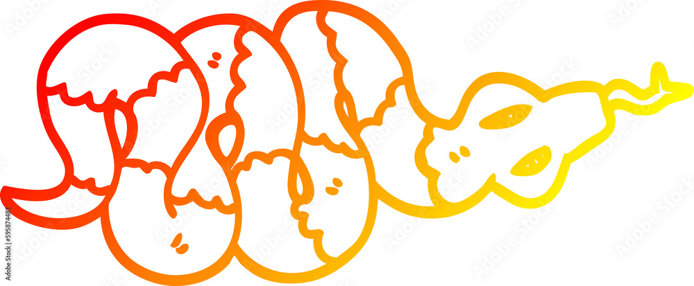 Fototapeta premium warm gradient line drawing of a cartoon poisonous snake