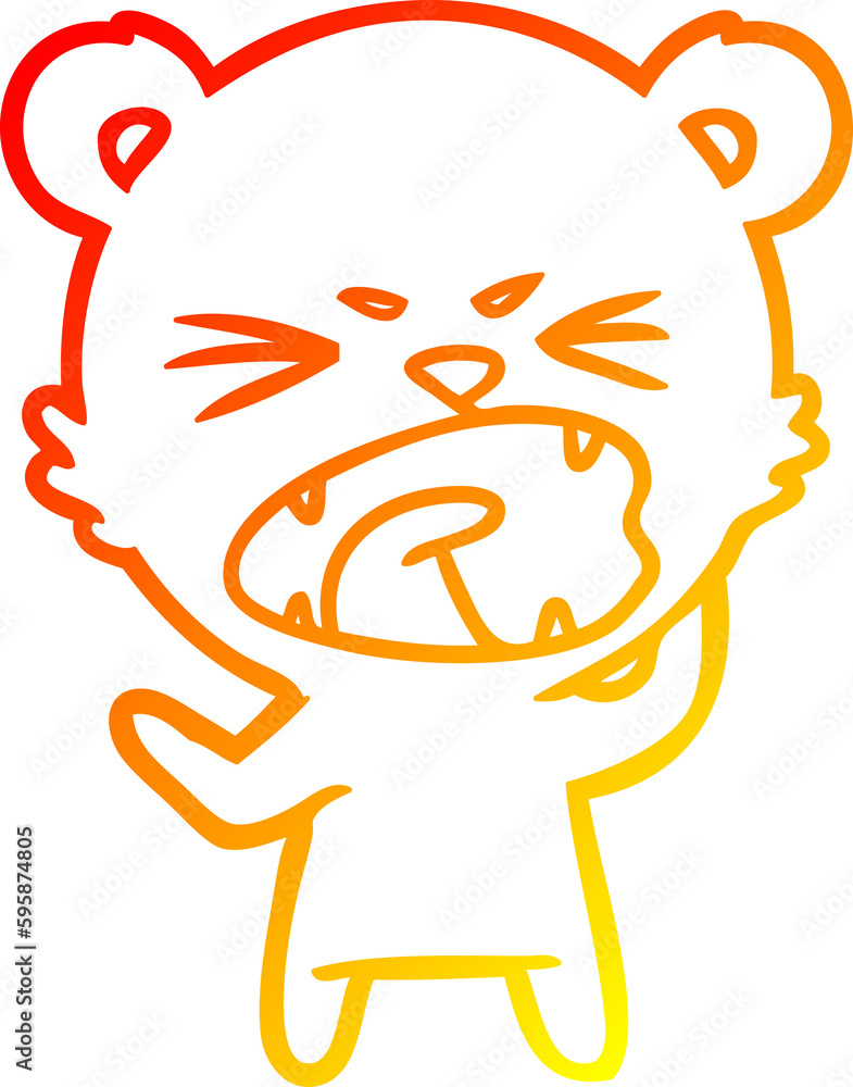 warm gradient line drawing of a angry cartoon bear shouting warm gradient line drawing of a angry cartoon bear shouting