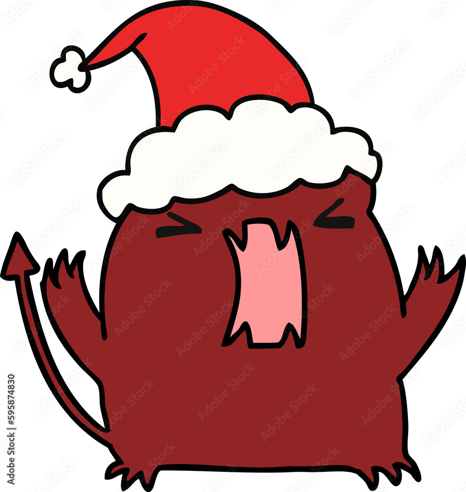 hand drawn christmas cartoon of kawaii devil hand drawn christmas cartoon of kawaii devil