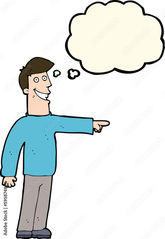 cartoon pointing man with thought bubble cartoon pointing man with thought bubble