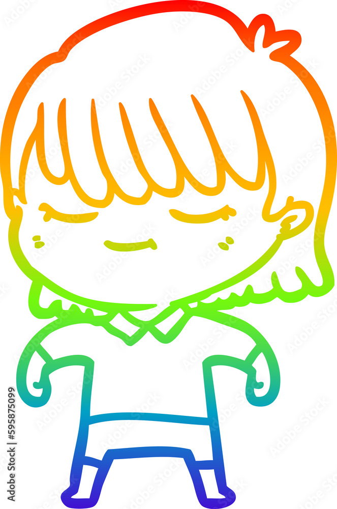 rainbow gradient line drawing of a cartoon woman rainbow gradient line drawing of a cartoon woman