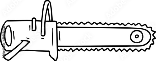Quadro em tela hand drawn line drawing doodle fo a chain saw