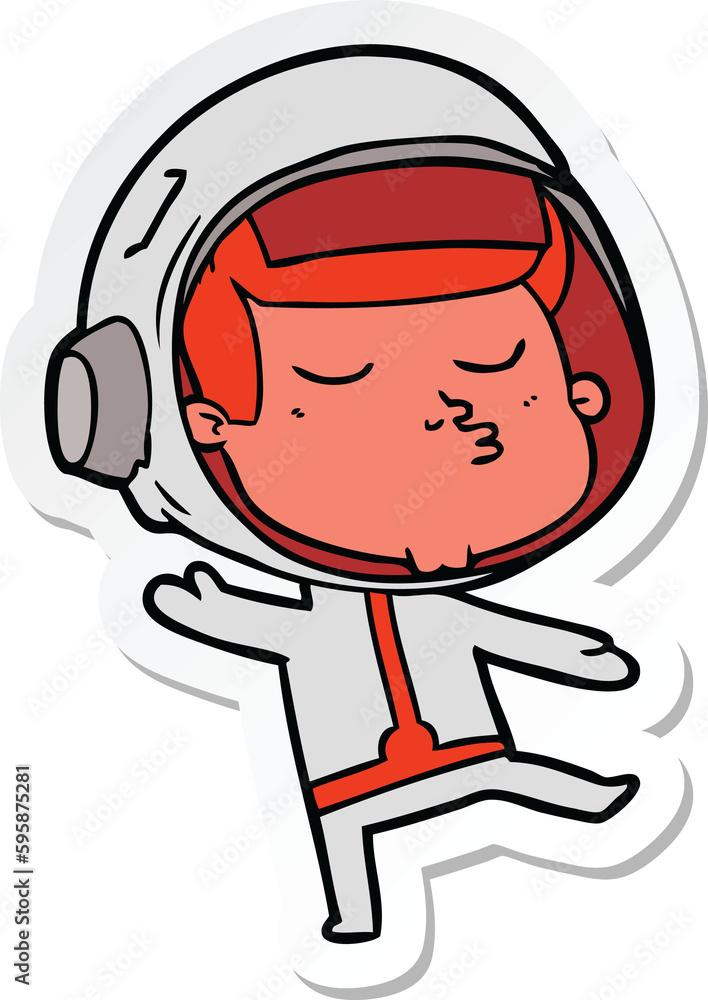sticker of a cartoon confident astronaut sticker of a cartoon confident astronaut