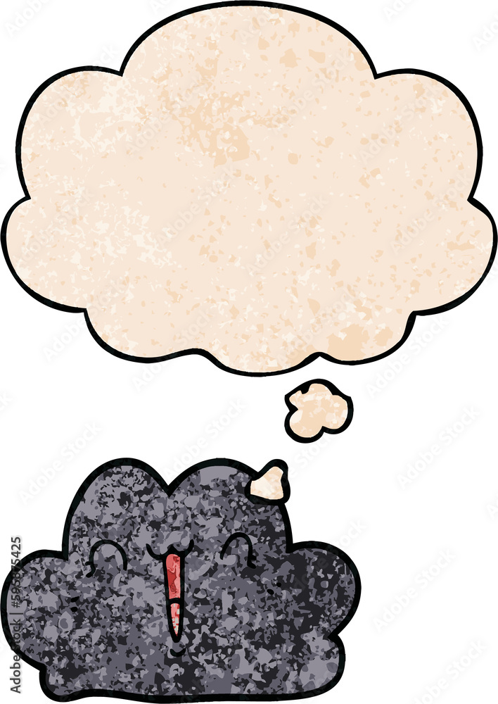 cute cartoon cloud with thought bubble in grunge texture style cute cartoon cloud with thought bubble in grunge texture style