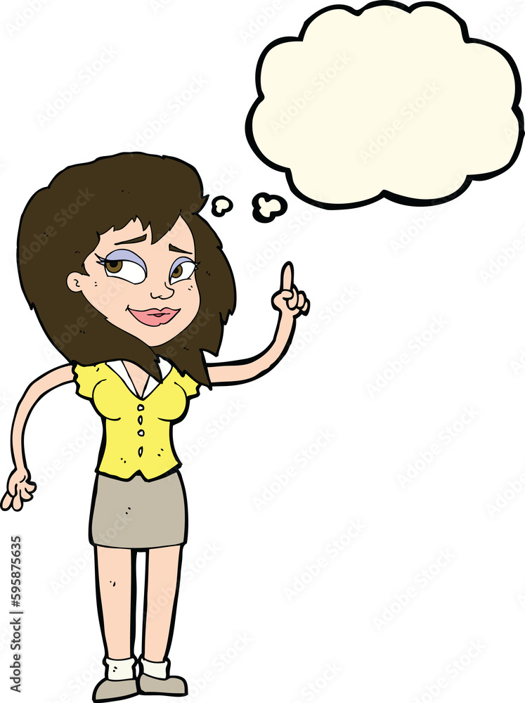 cartoon pretty woman with idea with thought bubble cartoon pretty woman with idea with thought bubble