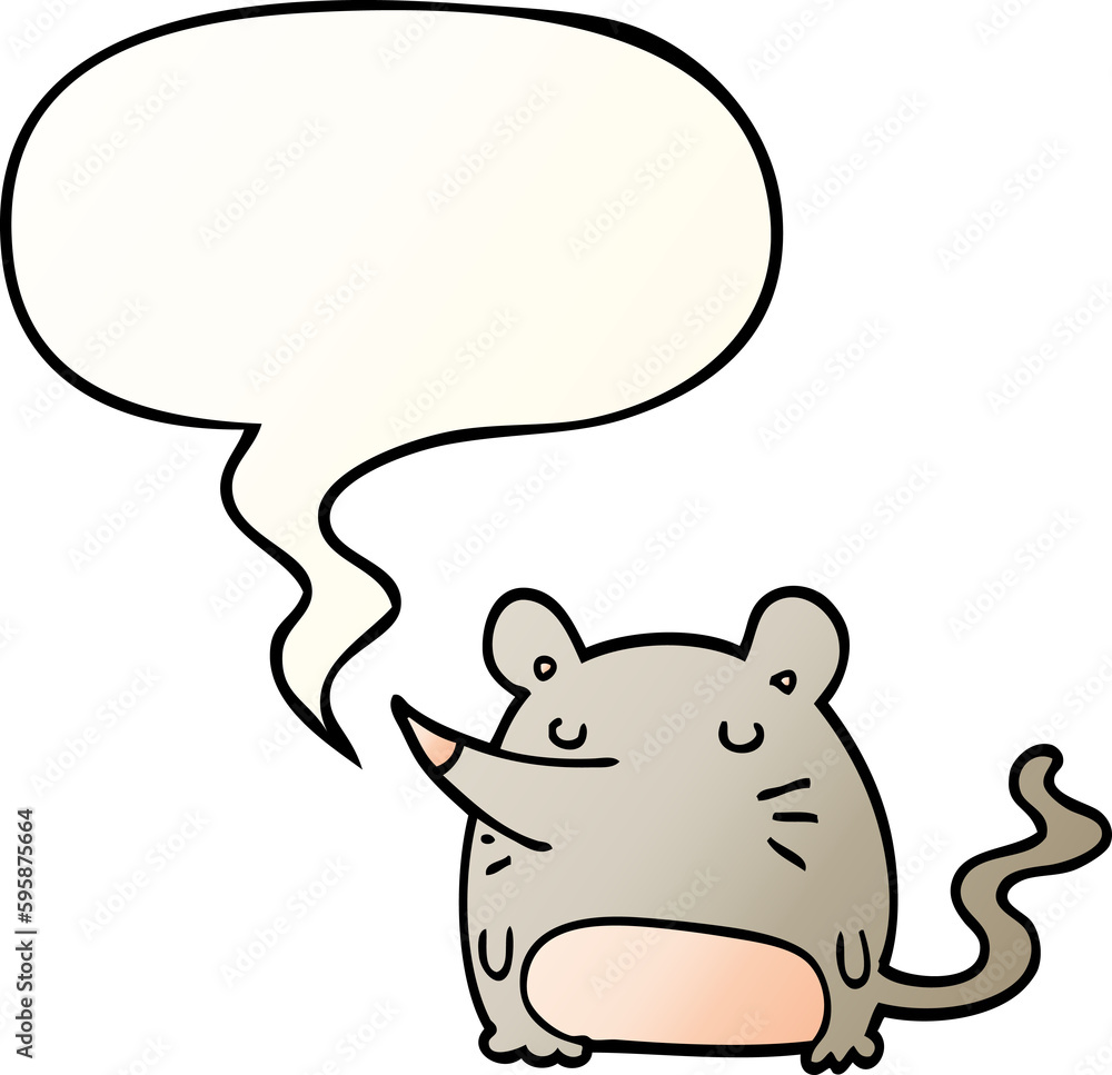 Fototapeta premium cartoon mouse with speech bubble in smooth gradient style