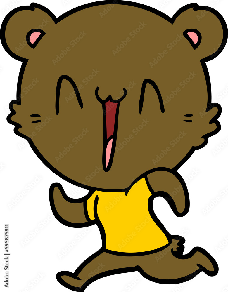 Fototapeta premium running bear cartoon