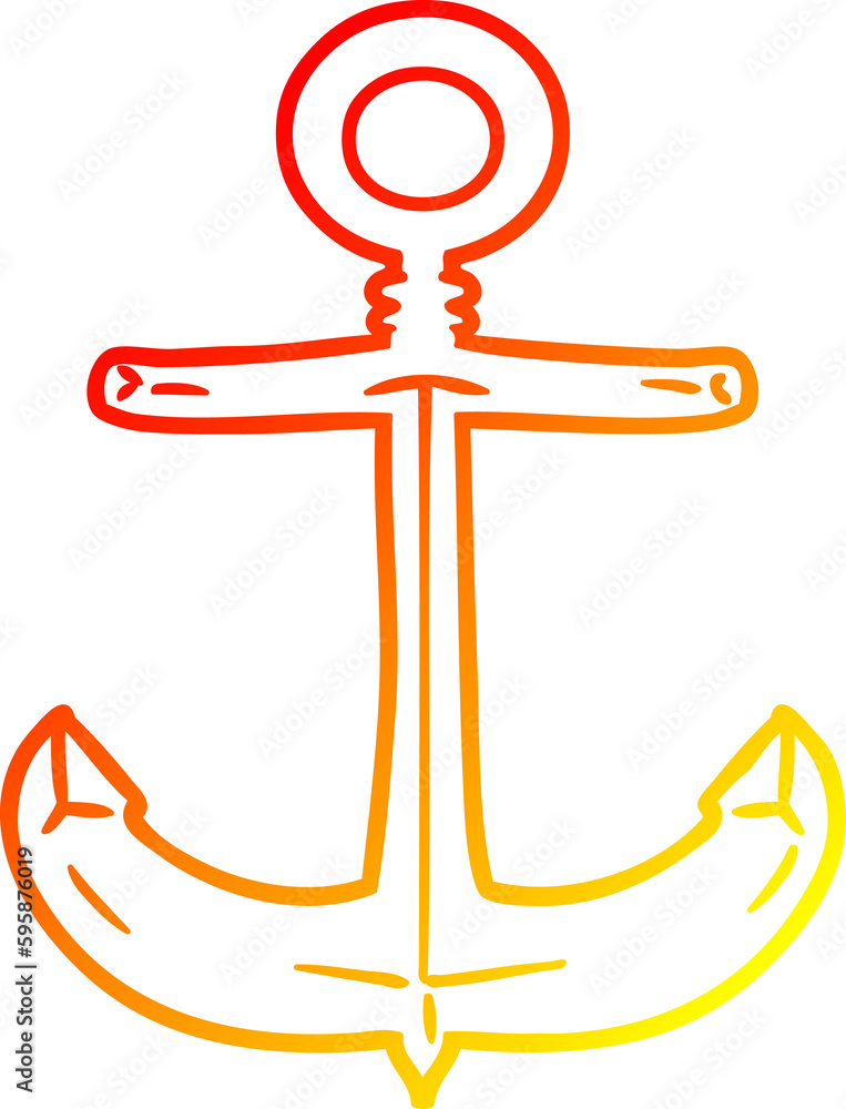 warm gradient line drawing of a cartoon anchor warm gradient line drawing of a cartoon anchor