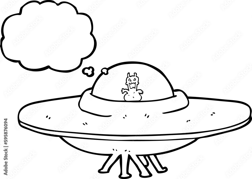 freehand drawn thought bubble cartoon UFO freehand drawn thought bubble cartoon UFO