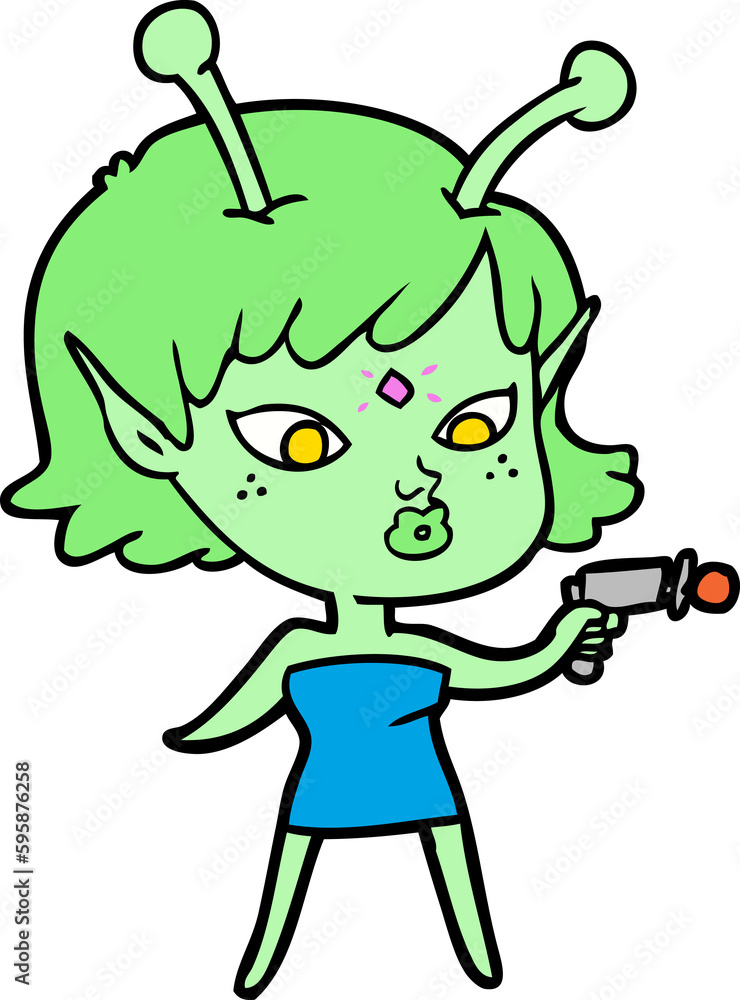 Obraz premium pretty cartoon alien girl