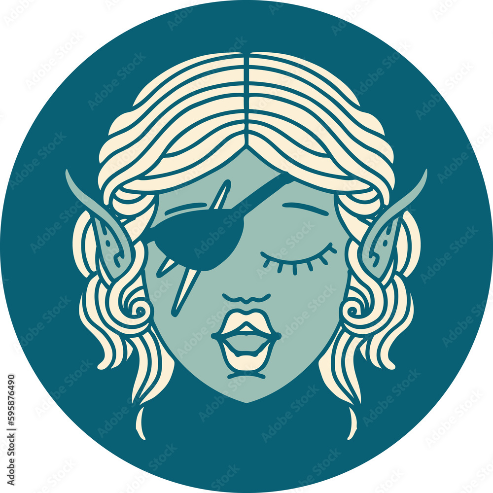 Retro Tattoo Style elf rogue character face Retro Tattoo Style elf rogue character face