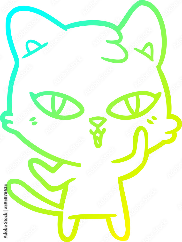 cold gradient line drawing of a cartoon cat cold gradient line drawing of a cartoon cat