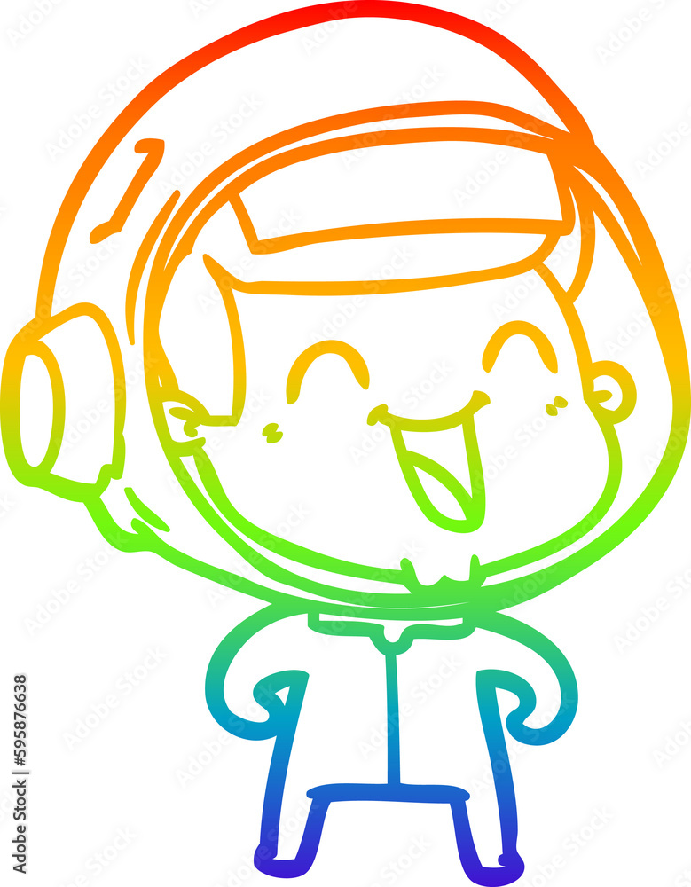 rainbow gradient line drawing of a happy cartoon astronaut rainbow gradient line drawing of a happy cartoon astronaut