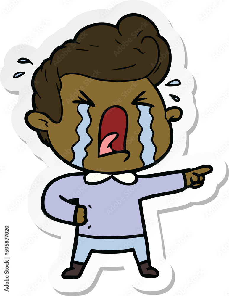 sticker of a cartoon crying man sticker of a cartoon crying man