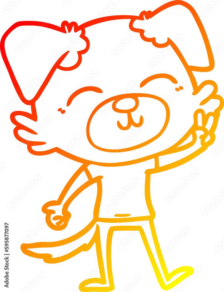 warm gradient line drawing of a cartoon dog warm gradient line drawing of a cartoon dog
