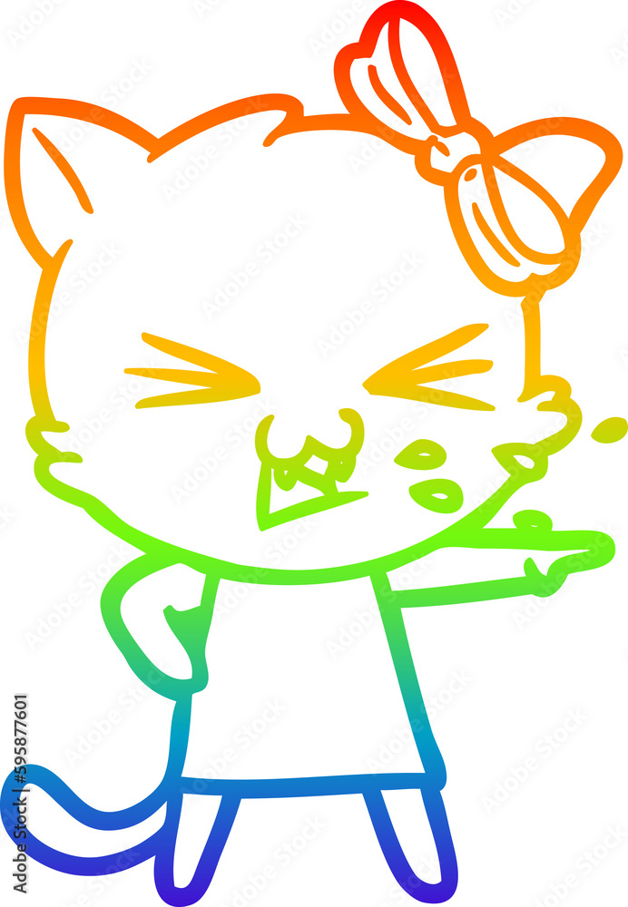 rainbow gradient line drawing of a cartoon cat rainbow gradient line drawing of a cartoon cat