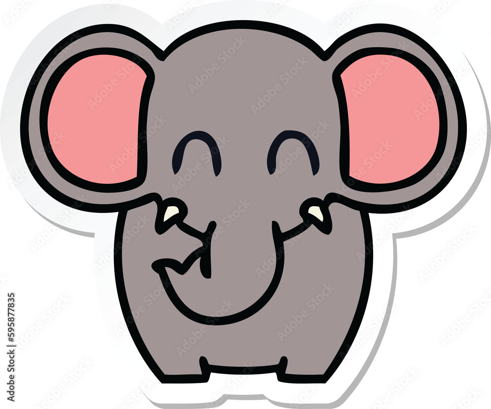 sticker of a quirky hand drawn cartoon elephant sticker of a quirky hand drawn cartoon elephant