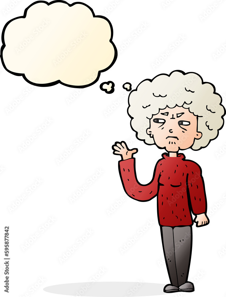 cartoon annoyed old woman waving with thought bubble cartoon annoyed old woman waving with thought bubble
