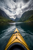 Kayak through the majestic Norwegian fjords, Generative AI