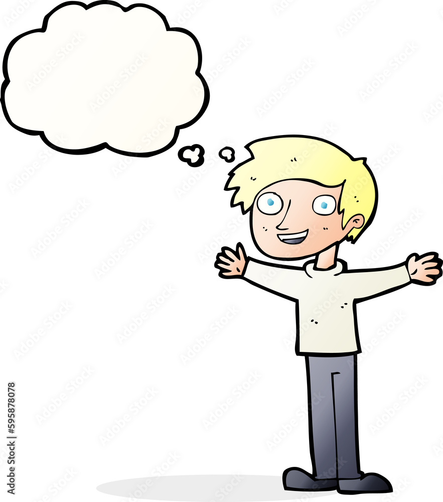 cartoon enthusiastic man with thought bubble cartoon enthusiastic man with thought bubble