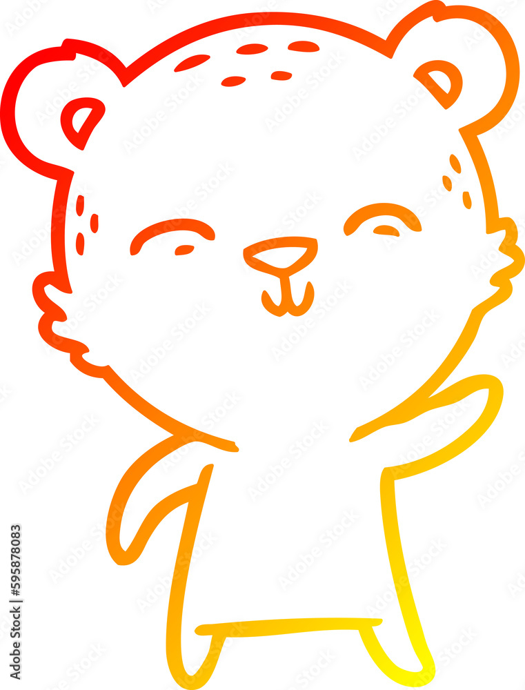 Fototapeta premium warm gradient line drawing of a happy cartoon bear