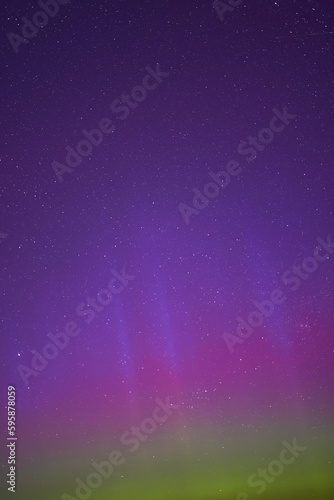 The sky with the aurora borealis. The starry sky. Astrophotography