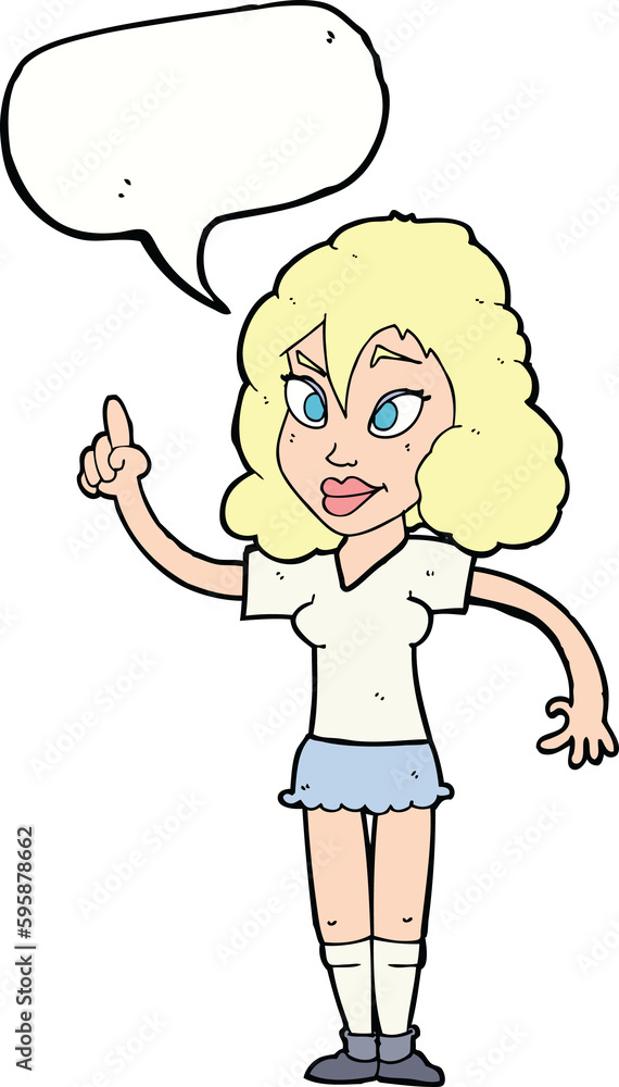 cartoon pretty woman with idea with speech bubble cartoon pretty woman with idea with speech bubble