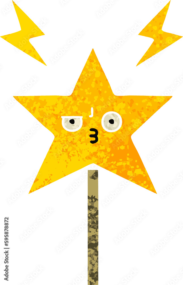 retro illustration style cartoon of a magic wand retro illustration style cartoon of a magic wand