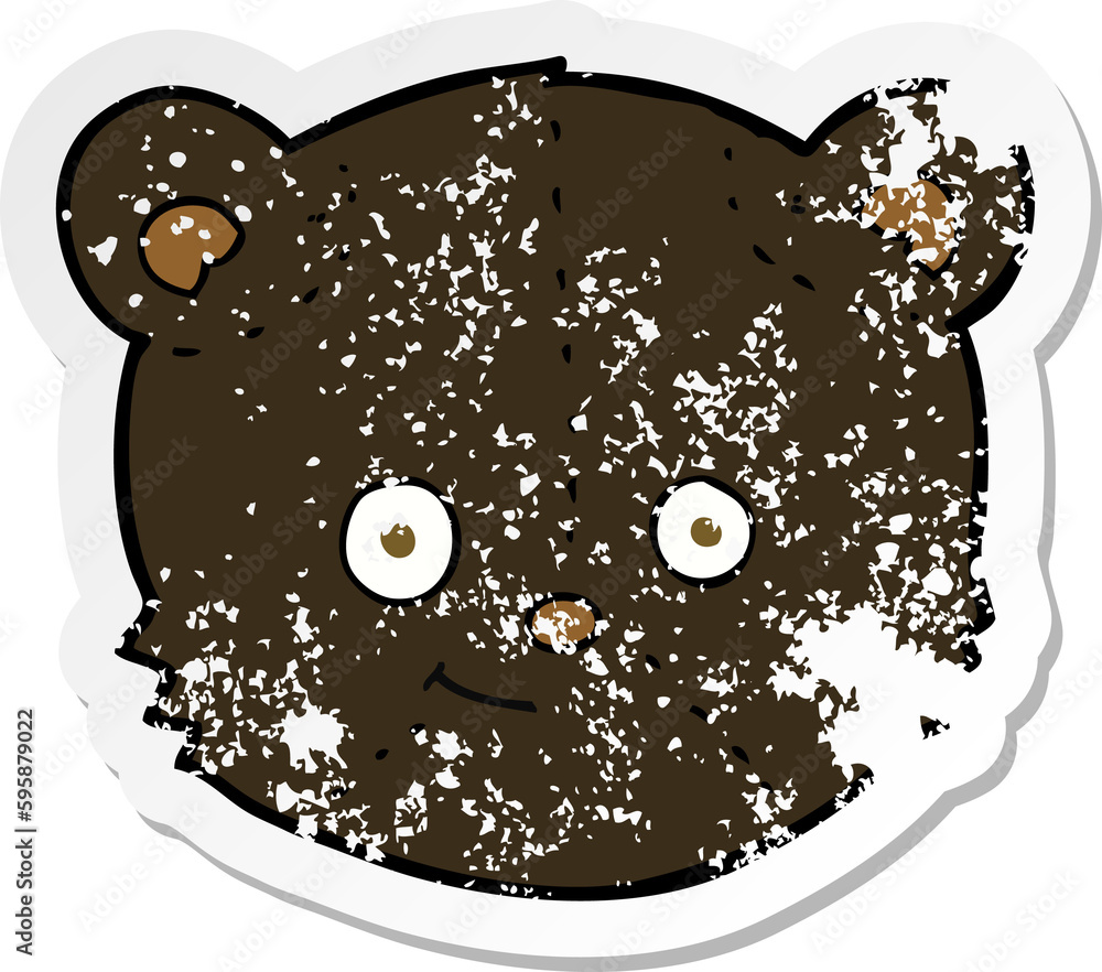 retro distressed sticker of a cartoon black bear head retro distressed sticker of a cartoon black bear head