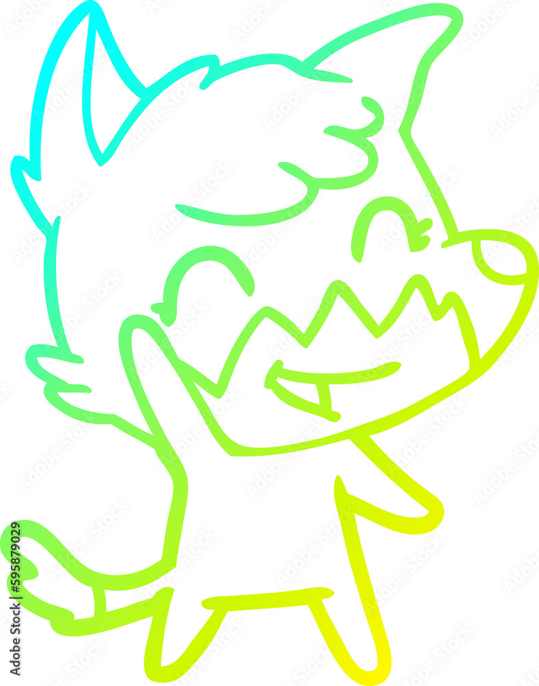 cold gradient line drawing of a happy cartoon fox cold gradient line drawing of a happy cartoon fox