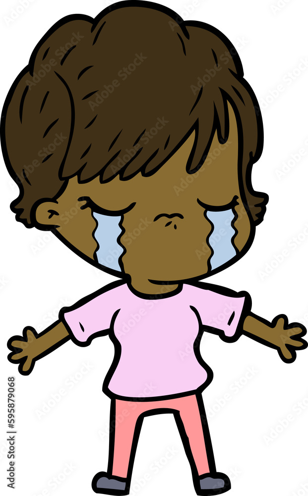 cartoon woman crying