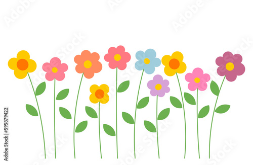 Cute summer flowers on white background.