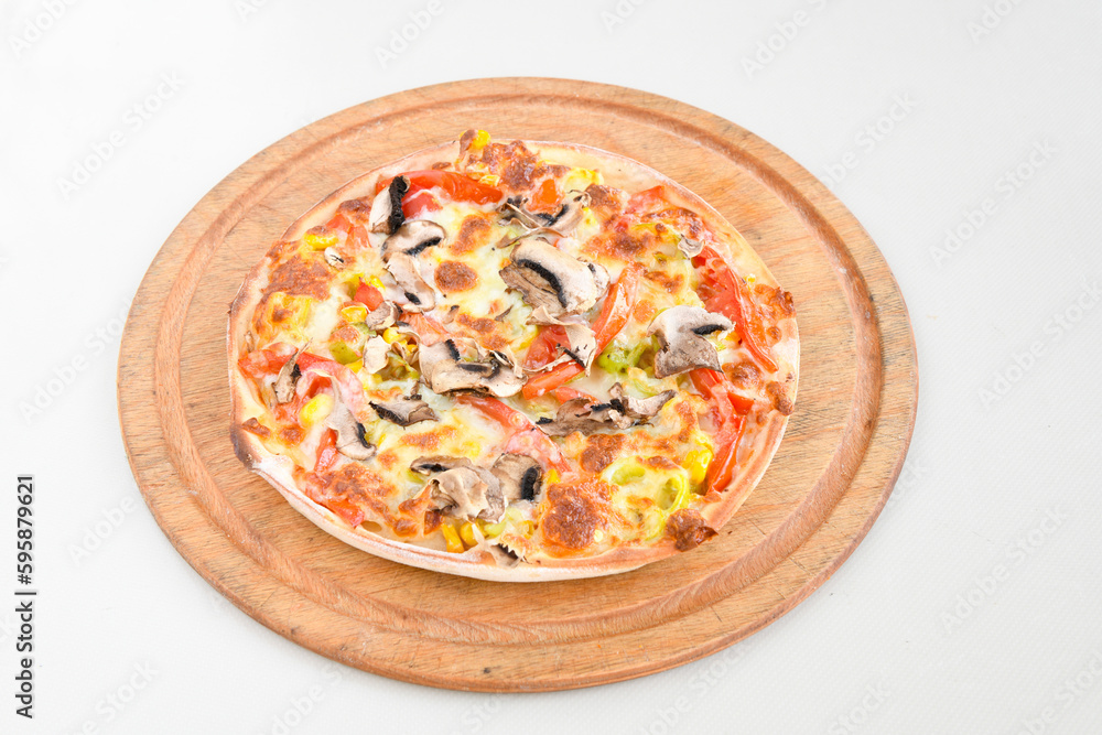 Delicious mixed pizza with rich content. Menu concept of choice and diversity. Karisik pizza