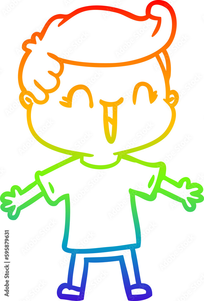 rainbow gradient line drawing of a cartoon laughing boy rainbow gradient line drawing of a cartoon laughing boy