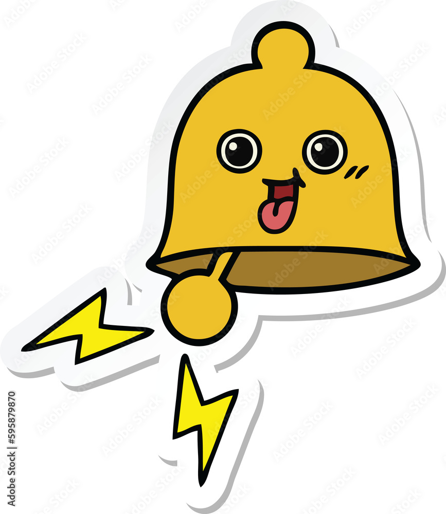 sticker of a cute cartoon ringing bell sticker of a cute cartoon ringing bell