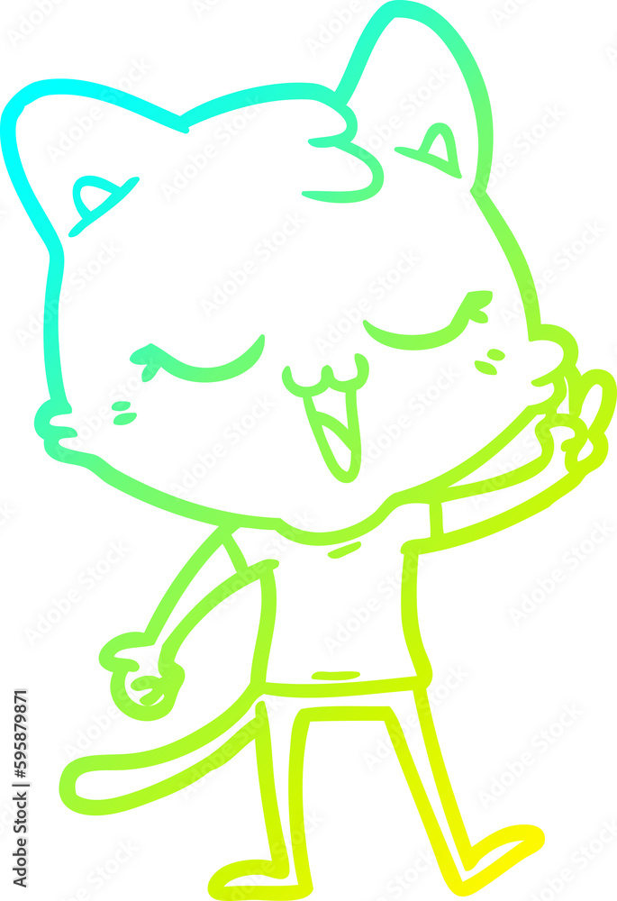 cold gradient line drawing of a cartoon cat cold gradient line drawing of a cartoon cat