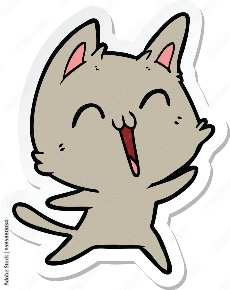 sticker of a happy cartoon cat sticker of a happy cartoon cat