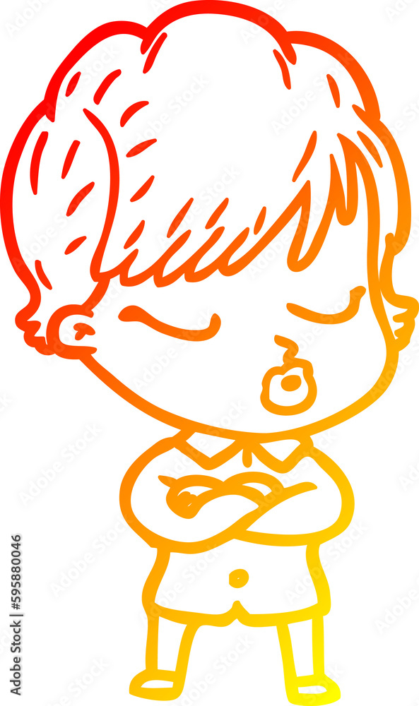 warm gradient line drawing of a cartoon woman with eyes shut warm gradient line drawing of a cartoon woman with eyes shut