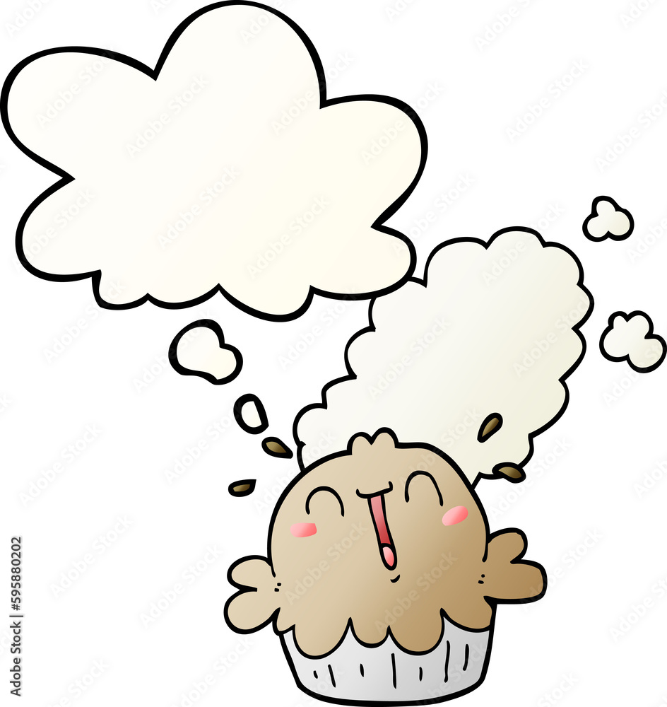 cute cartoon pie with thought bubble in smooth gradient style cute cartoon pie with thought bubble in smooth gradient style
