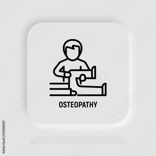 Osteopathy thin line icon. Physiotherapy, arthritis treatment. Massage. Vector illustration.