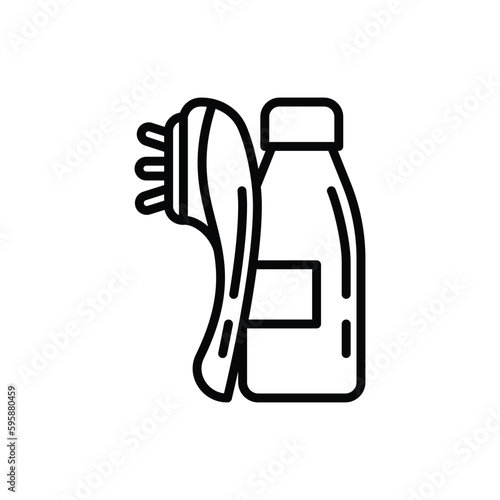 Anti cellulite treatments thin line icon: body massager and body oil in glass bottle. Modern vector illustration for beauty shop.