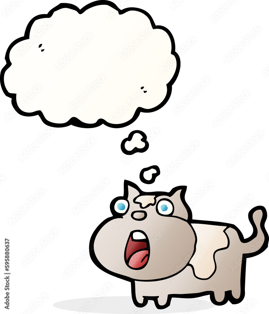 cartoon shocked cat with thought bubble cartoon shocked cat with thought bubble