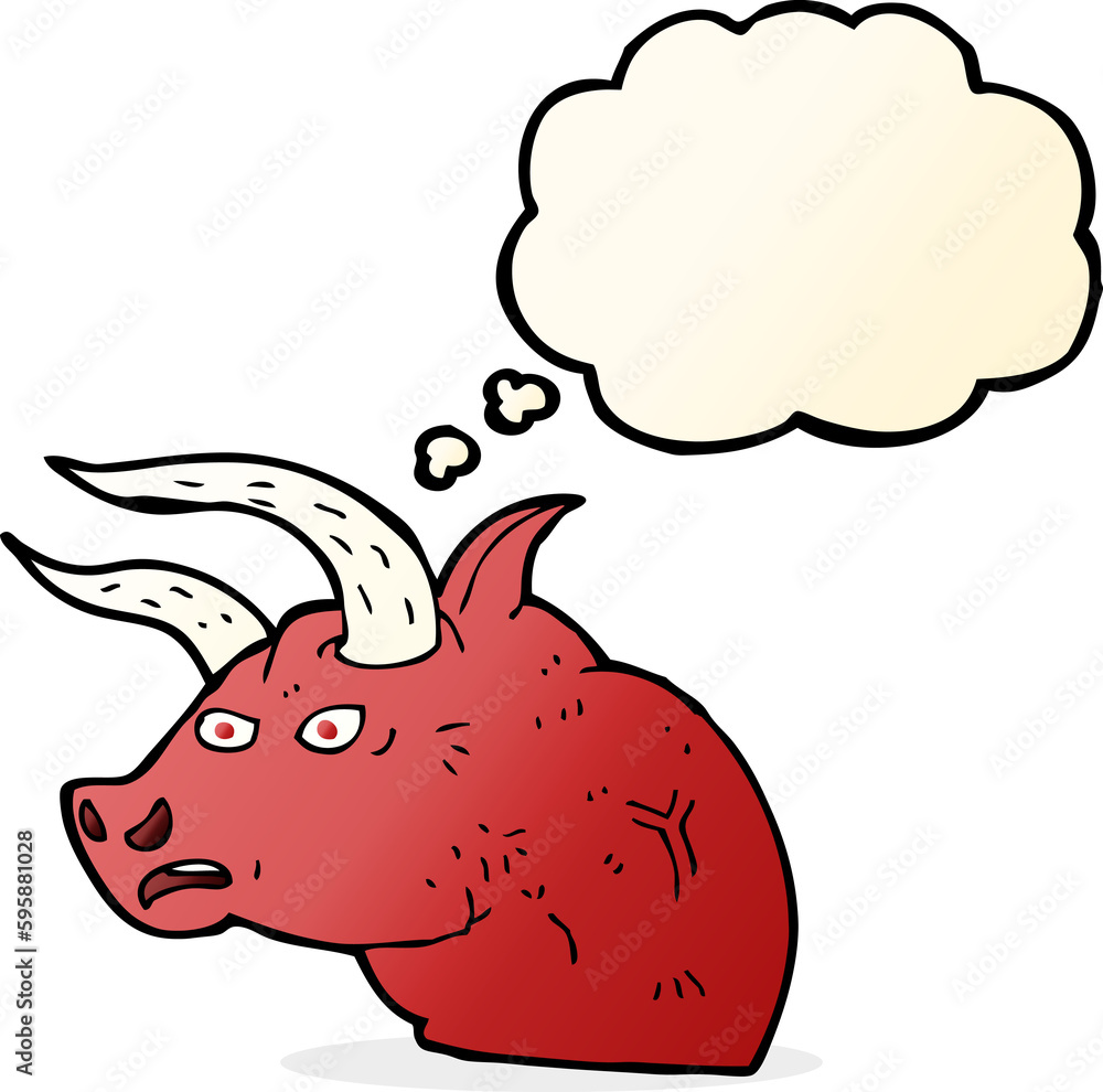 cartoon angry bull head with thought bubble cartoon angry bull head with thought bubble