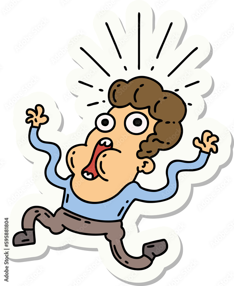 Naklejka premium sticker of a tattoo style frightened man