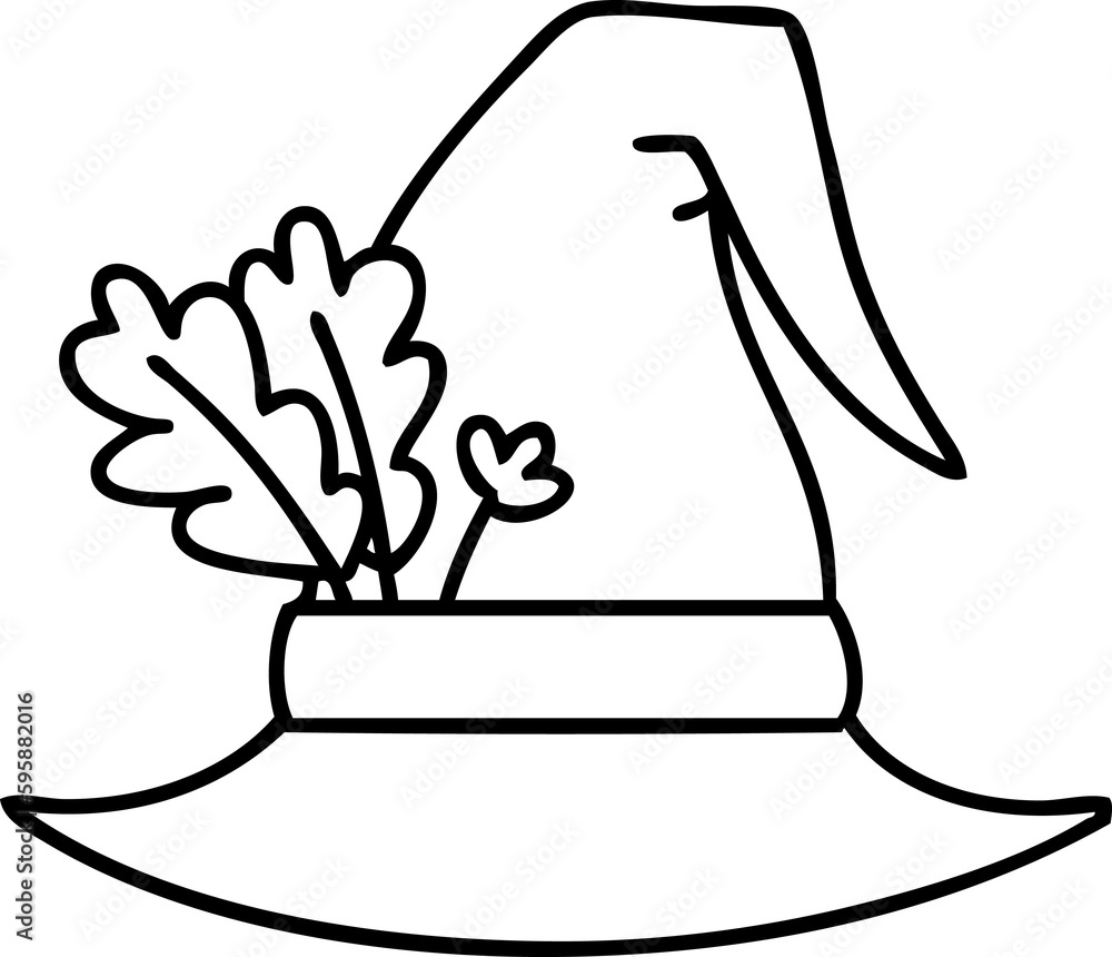 line doodle of a spooky witch hat line doodle of a spooky witch hat