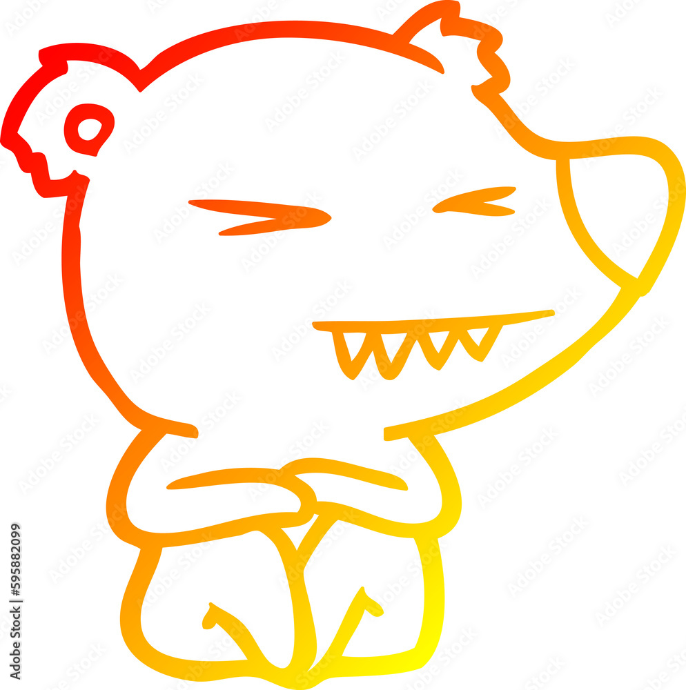 warm gradient line drawing of a angry polar bear cartoon sitting warm gradient line drawing of a angry polar bear cartoon sitting