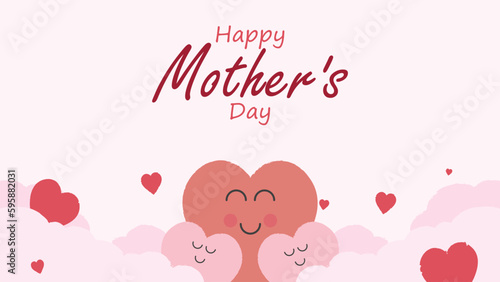 happy mother day, women day flat vector illustrations background with love heart cloud vector EPS10
