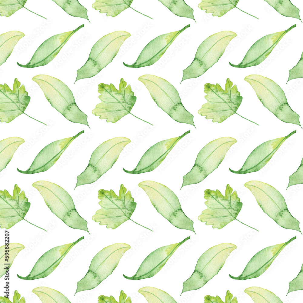 Pattern of watercolor green leaves elements.Botanical pattern solated on white background suitable for Wedding Invitation, save the date, thank you, or greeting card. Pattern of watercolor green leaves elements.Botanical pattern solated on white background suitable for Wedding Invitation, save the date, thank you, or greeting card.