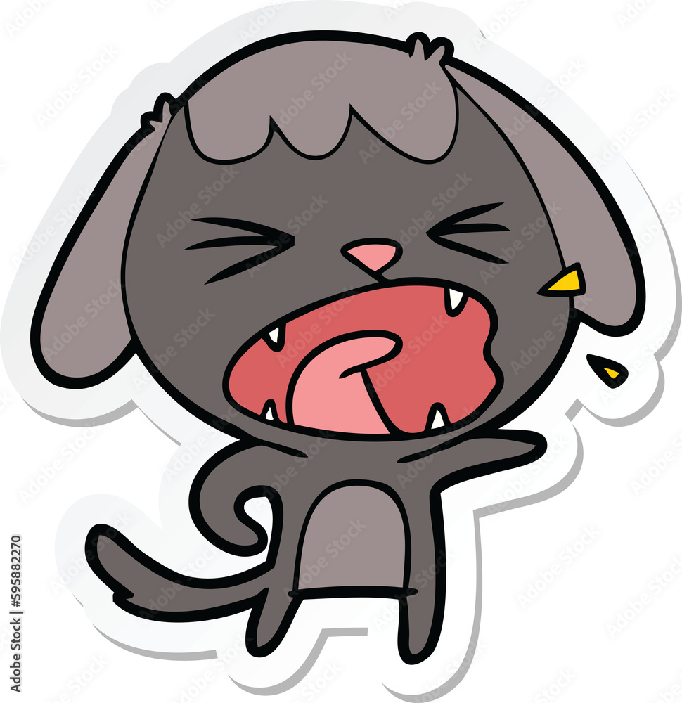 sticker of a cute cartoon dog barking sticker of a cute cartoon dog barking